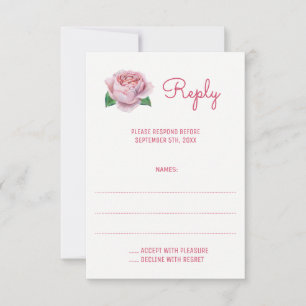 Rosa Roses Watercolor Hochzeitskarten RSVP Karte