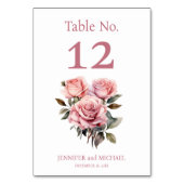 Rosa Roses Watercolor Hochzeitsstimmung Tischnumme Tischnummer (Vorderseite)