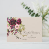 Rosa Roses Wedding RSVP Karte (Stehend Vorderseite)
