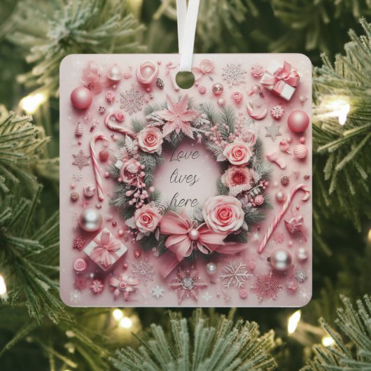 Rosa Roses Weihnachtsfeier Ornament Aus Metall (InSitu)
