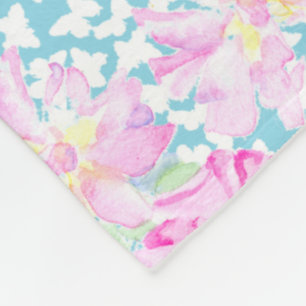 Rosa Roses Weiße Schmetterlinge Blau Fleece Blanke