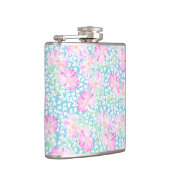 Rosa Roses Weiße Schmetterlinge Sky Blue Hip Flask Flachmann (Rechts)