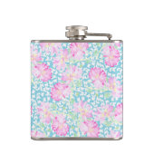 Rosa Roses Weiße Schmetterlinge Sky Blue Hip Flask Flachmann (Rückseite)