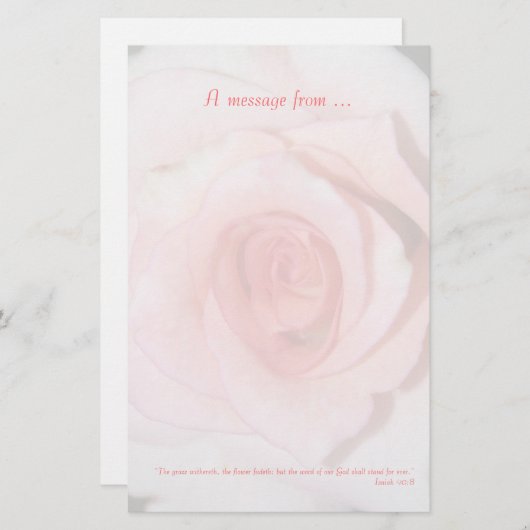 Rosa Rosescripture-Briefpapier Briefpapier (Vorne/Hinten)