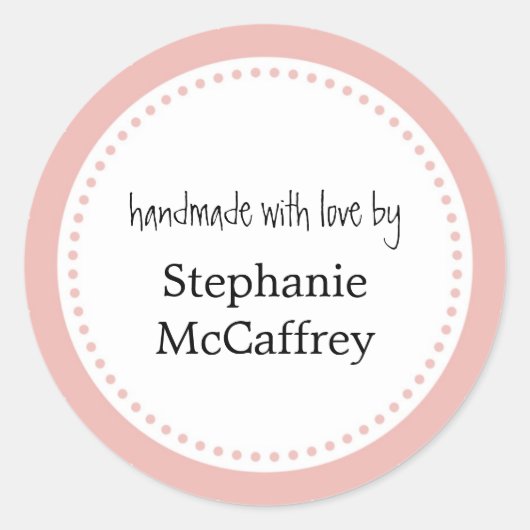 Rosa Rosette handgefertigt Gastgeschenk Runder Aufkleber (Vorderseite)