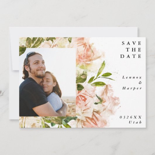 Rosa Rosseta Foto Hochzeit Save The Date (Vorderseite)