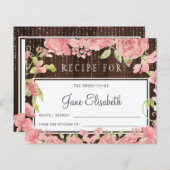 Rosa rot Blütenblüte rustikale Braut zu Rezeptkart (Vorne/Hinten)