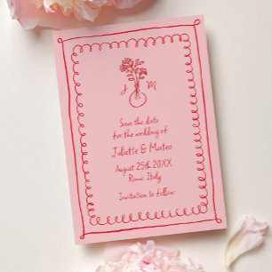 Rosa-Rot-Doodle-Schriftzüge Save the Date