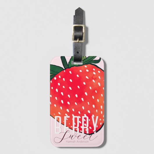 Rosa Rot Erdbeere Berry Sweet Gepäckanhänger (Vorderseite Vertikal)