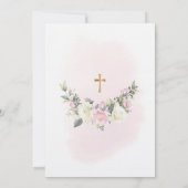 Rosa rot Erste Kommune Einladung für Mädchen (Rückseite)