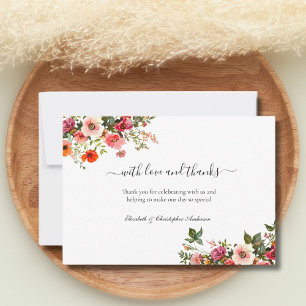 Rosa Rot Florales Botanisches Hochzeit Dankeskarte
