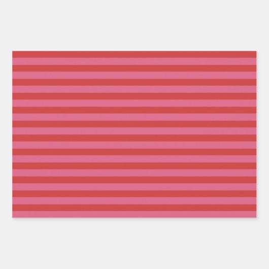 Rosa rot fröhlicher, kräftiger Streifen Weihnachte Geschenkpapier Set (Vorderseite 3)