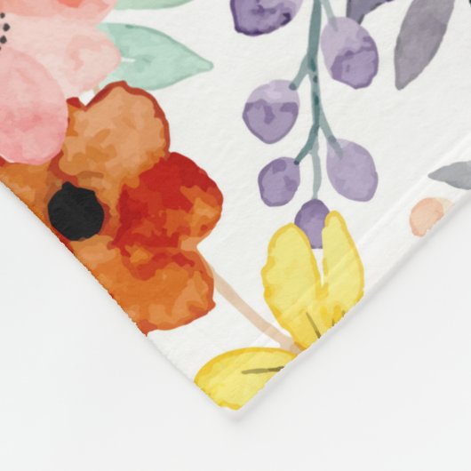 Rosa, Rot, Gelbe Blume Fleecedecke (Ecke)