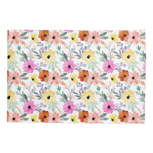 Rosa, Rot, Gelbe Blume Kissenbezug (Rückseite)