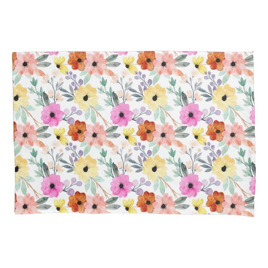 Rosa, Rot, Gelbe Blume Kissenbezug (Vorderseite)