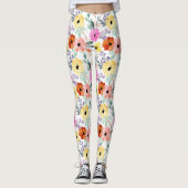 Rosa, Rot, Gelbe Blume Leggings (Vorderseite)