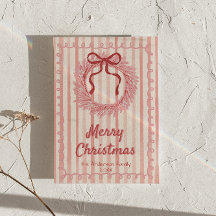 Rosa Rot Gezeichnet Wreath Bow Weihnachten Non-Fot