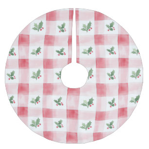 Rosa Rot Grün Muster Weihnachten Polyester Weihnachtsbaumdecke