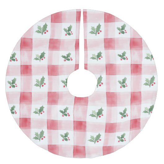 Rosa Rot Grün Muster Weihnachten Polyester Weihnachtsbaumdecke (Vorderseite)