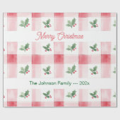 Rosa Rot Grün Retro Personalisierte Weihnachten Geschenkpapier (Flach)