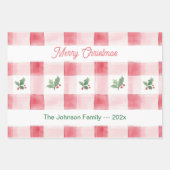 Rosa Rot Grün Retro Personalisierte Weihnachten Geschenkpapier Set (Vorderseite 2)