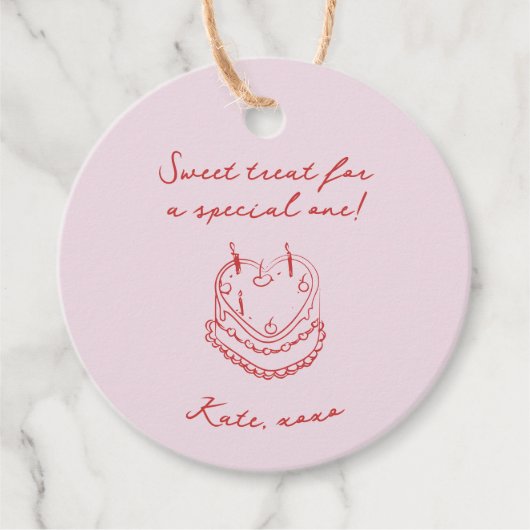 Rosa Rot handgeschriebenes Valentin Geschenkanhänger (Vorderseite)