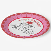 Rosa/Rot "Herz Fairy"© Geburtstag Pappteller (Schrägansicht)