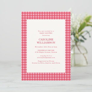 Rosa Rot kariert Gingham Plaid Weihnachten Baby Sh Einladung