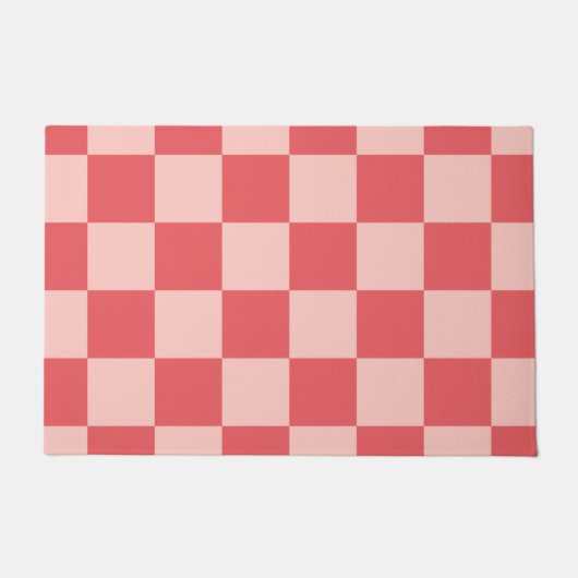 Rosa-rot kariertes Gingham-Muster Fußmatte (Vorderseite)