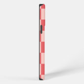 Rosa-rot kariertes Gingham-Muster iPhone Hülle (Rechte Seite)