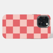 Rosa-rot kariertes Gingham-Muster iPhone Hülle (Rückseite (Horizontal))