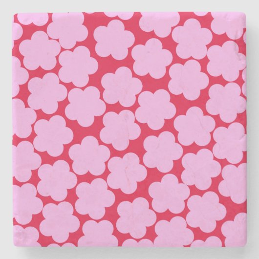 Rosa Rot, kühne Y2K-Wildblume Lebhafte Frühlingsde Steinuntersetzer (Vorderseite)