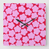 Rosa Rot kühne Y2K-Wildblume Lebhafte Wohngestaltu Quadratische Wanduhr (Vorderseite)