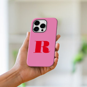 Rosa Rot Minimalistisch Modernes, feines Monogramm Case-Mate iPhone Hülle