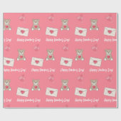 Rosa rot mit Bären, Herz und benutzerdefinierten M Geschenkpapier (Flach)