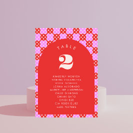 Rosa Rot Mitte Jahrhundert Moderne Sitzbezeichnung Tischnummer