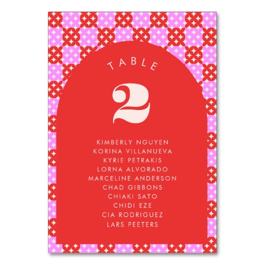 Rosa Rot Mitte Jahrhundert Moderne Sitzbezeichnung Tischnummer (Rückseite)