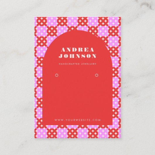 Rosa Rot Mitte Jahrhundert Moderner Bogen Display Visitenkarte (Vorderseite)