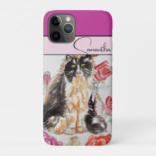 Rosa Rot pink Aquarell Rosen Smokingjackett Katze Case-Mate iPhone Hülle