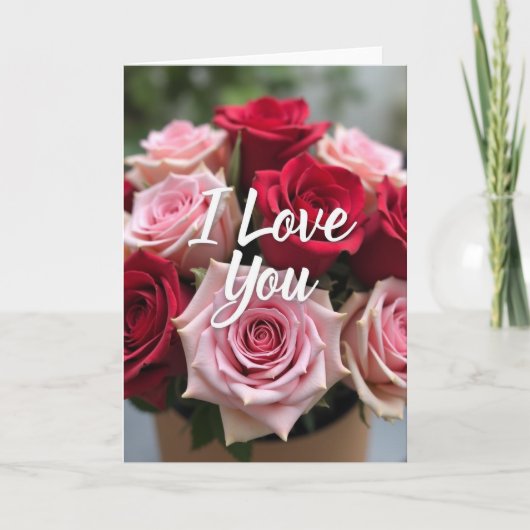Rosa Rot Pink Ich Liebe Dich Karte (Vorderseite)