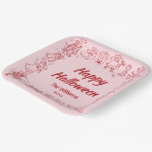 Rosa Rot, Quirky Hand Draodles Halloween Pappteller (Gewinkelt)