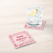 Rosa Rot, Quirky Hand Draodles Halloween Untersetzer (Vor Ort)