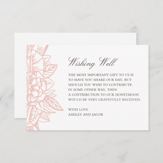 Rosa rot schlichte Hochzeit mit Blumen wünschend Begleitkarte (Vorne/Hinten)