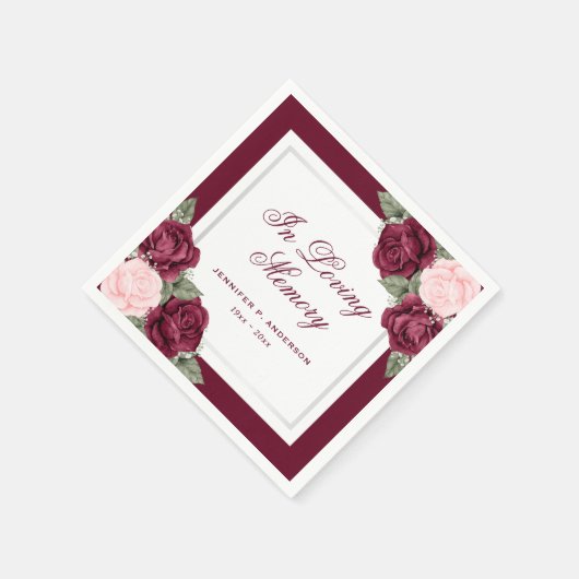 Rosa Rot-Silber-Beerdigung Serviette (Ecke)