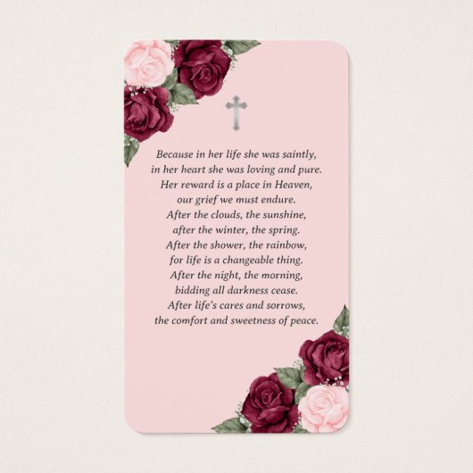 Rosa Rot-Silber-Gedenkkarte (Rückseite)