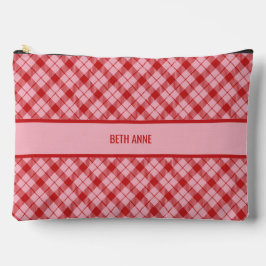 Rosa + Rot Tartan Großformat Zubehörtasche