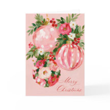 Rosa, Rot und Creme Helles Florales Weihnachtsdesi
