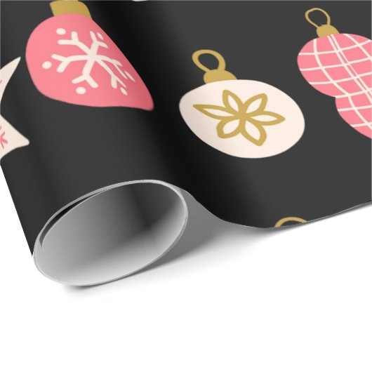 Rosa, Rot und Gold Weihnachtsschmuck Verpackung Geschenkpapier (Rolleneckpunkt)