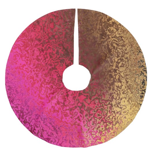 Rosa Rot und Goldmuster Polyester Weihnachtsbaumdecke (Vorderseite)
