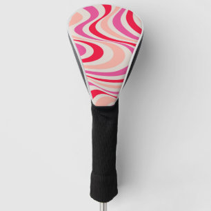 Rosa, rot und grau, abstrakte Retro-Swirbel-Optik Golf Headcover